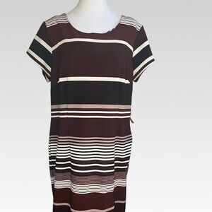 NWT ILE Striped Brown and Black Women's Dress size 14